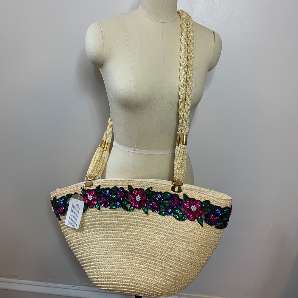 Woven Jeweled Beach Bag